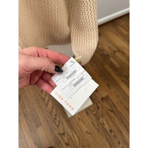 NWT LISA TODD 100% Cashmere Open For Love Sweater Latte Size XL - Picture 4 of 5